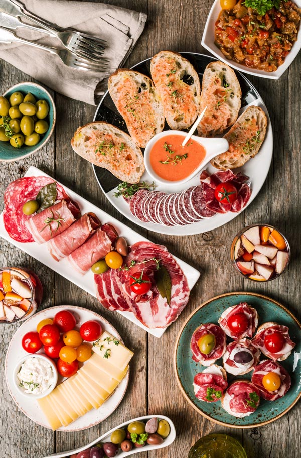 Gourmet Mediterranean food spread